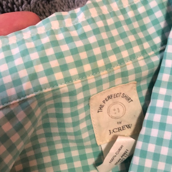 JCrew mint gingham perfect shirt sz 2 EUC - Picture 4 of 5
